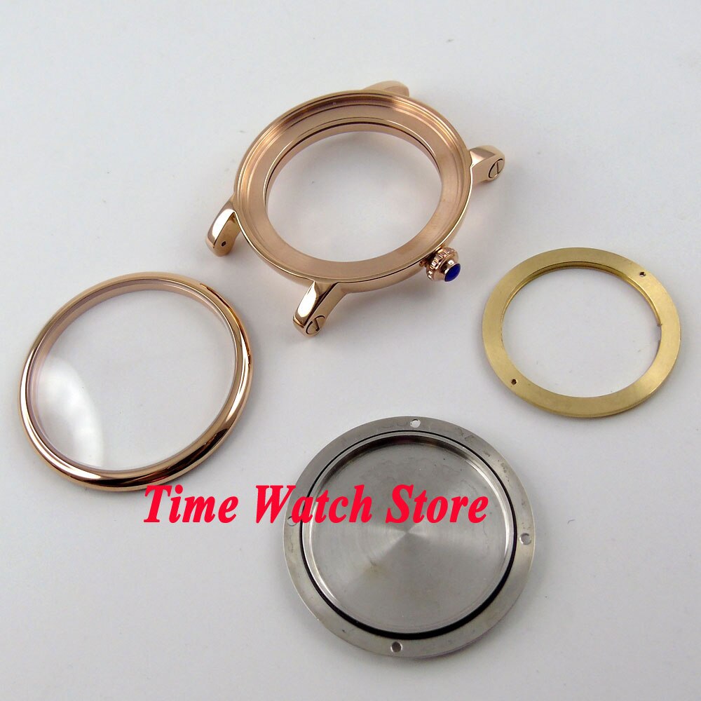 43mm Debert fit ETA 2836 movement Rose gold plated stainless steel watch case C78