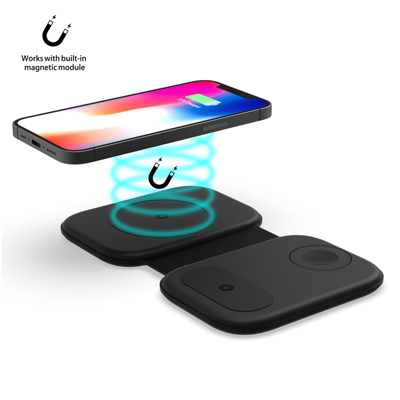Cargador inalámbrico magnético plegable 3 en 1, cargador rápido Qi de 30W para iPhone 13, 11, 12, X Max, Apple Watch 7, 6, AirPods