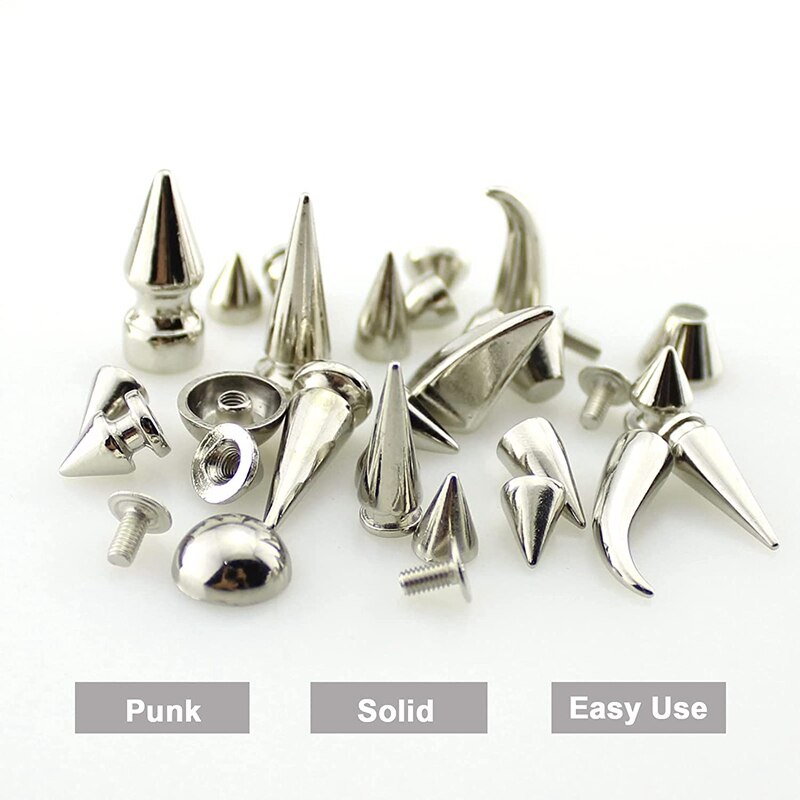 265 setzt Mehrere Entwürfe Schraube Zurück Silber Punk Spikes Und Nieten Metall Baum Kegel Nieten Für Leder Handwerk DIY Projekt