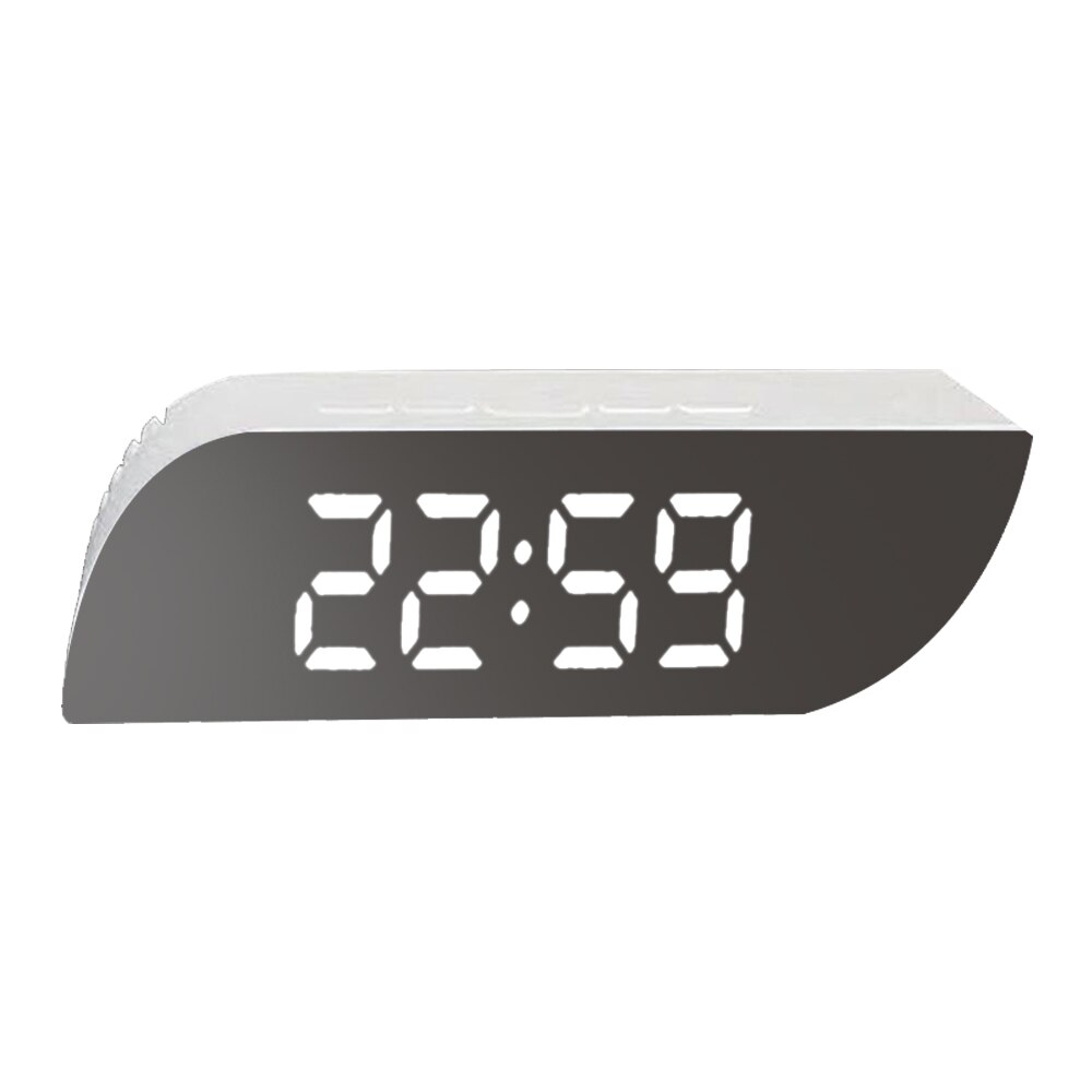 Veilleuses numérique miroir horloge LED réveil batterie utilisation température Snooze fonction bureau horloges Table horloge décor à la maison: Clair