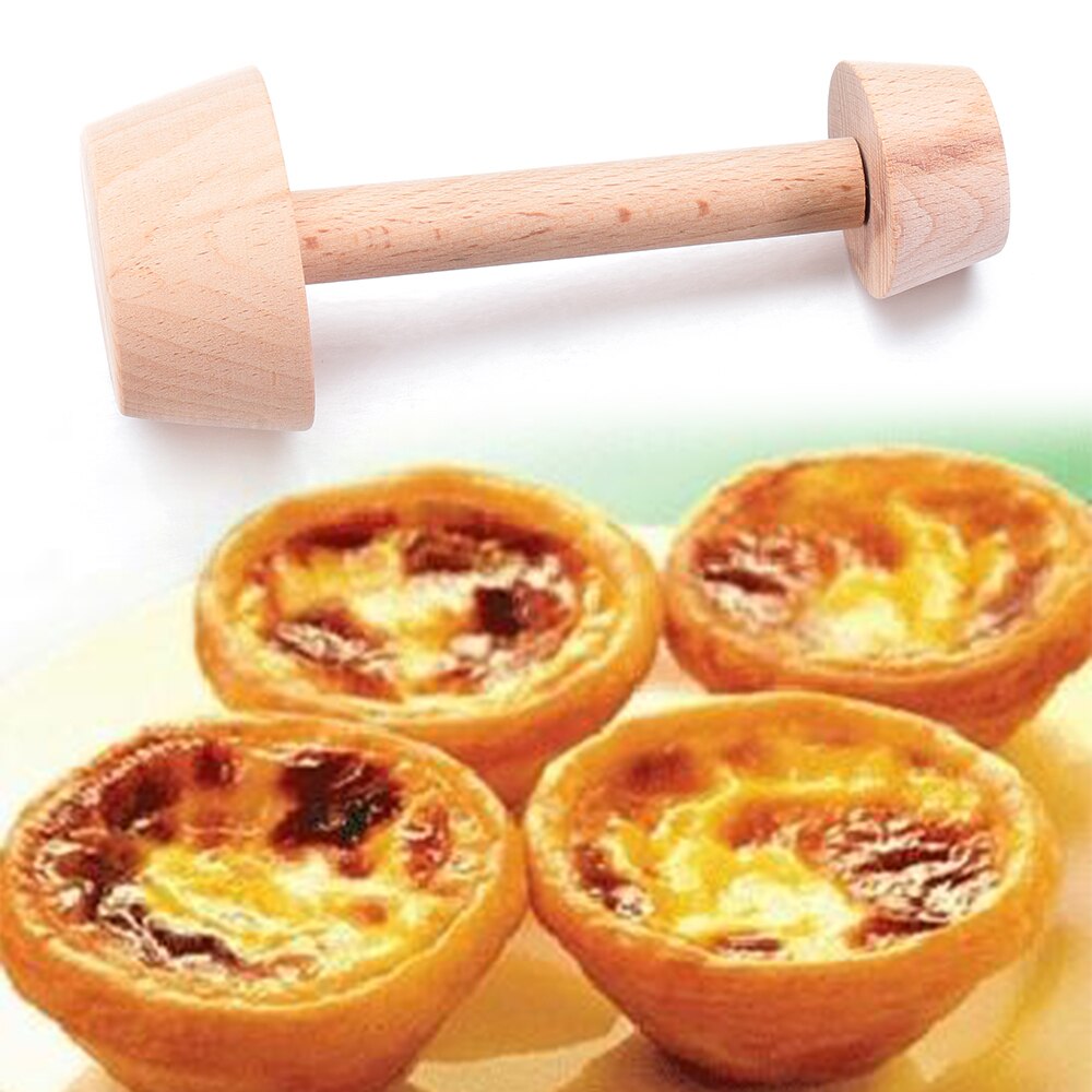 1PC Natural Wooden Egg Tart Tamper Double Side Pastry Pusher Portable Wood Eggtart Cake Mold Baking Supplies Kitchen Tools