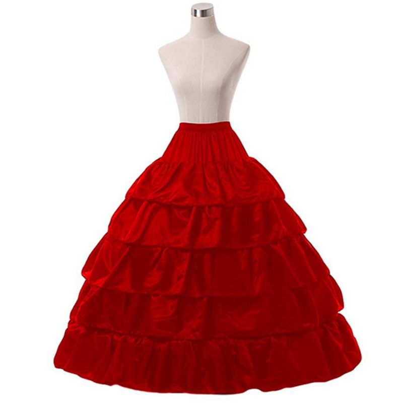 4 Hoops 5 Layers Ball Gown Petticoats Black Petticoat Crinoline Underskirt Big Ruffle Wedding Accessories Tulle Underskirts: Red