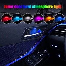 4 stuks Auto Ambient LED Licht Auto Binnendeur Kom handvat Armsteun Licht Auto Deur Interieur Decoratieve Sfeer Lamp Universele