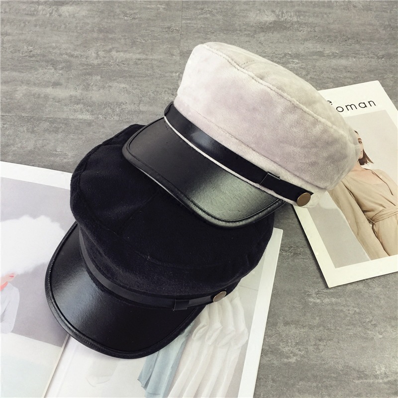 Winter Octagonal cap women men Hairy berets street style beret caps brand hats Newspaper Cap for 90s Girls