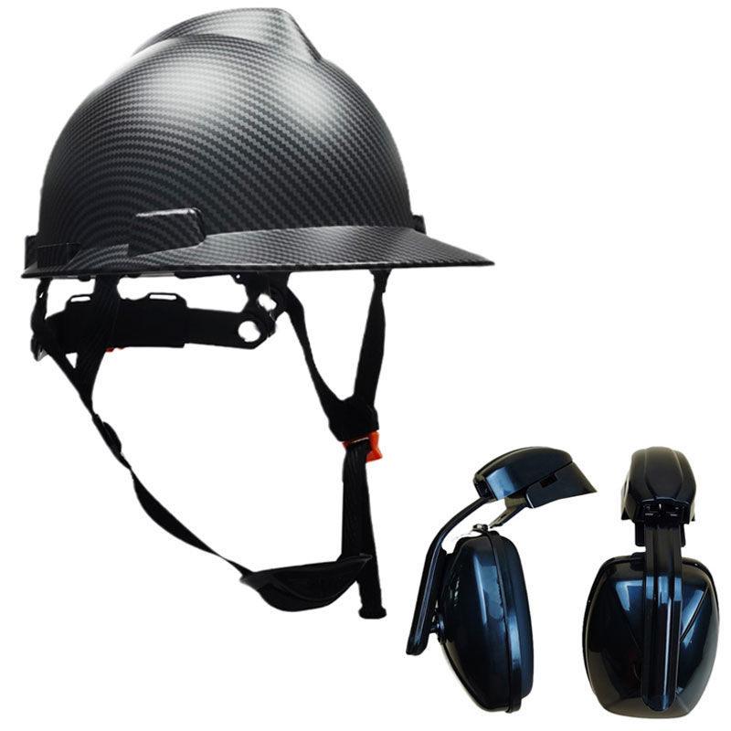 Sicherheit Helm mit Ohrenschützer Sicherheit Schutz Harte Hütte Bau Arbeit Kappe für Reiten Industrielle Sicherheit Helm: Nein Loch Helm einstellen D