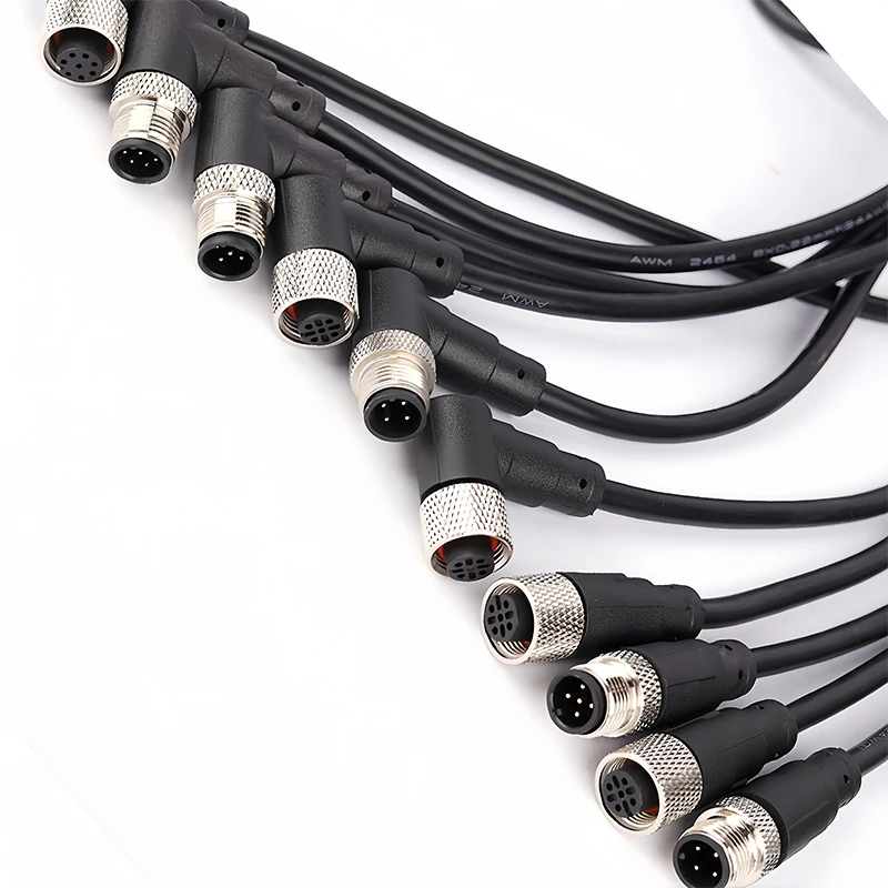 2 Meter M12-Sensor-Stecker, wasserdichter Kabelstecker, männlich und weiblich, 4, 5, 8, 12-polig, PVC, integrierte Spritzguss-M12-Stecker