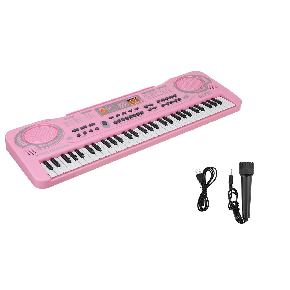 61 taster digital musik elektronisk keyboard elektrisk klaver standard keyboard med mikrofon vidunderligt musik intelligens legetøj: Lyserød