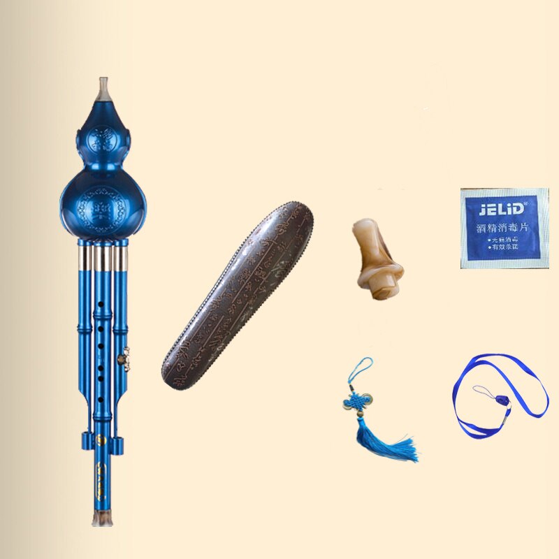 C/bB Key Colorful Cucurbit Flute Wind Instrument Bottle Gourd Silk Musical Instrument for Beginners and Professionals: Blue bB key with box