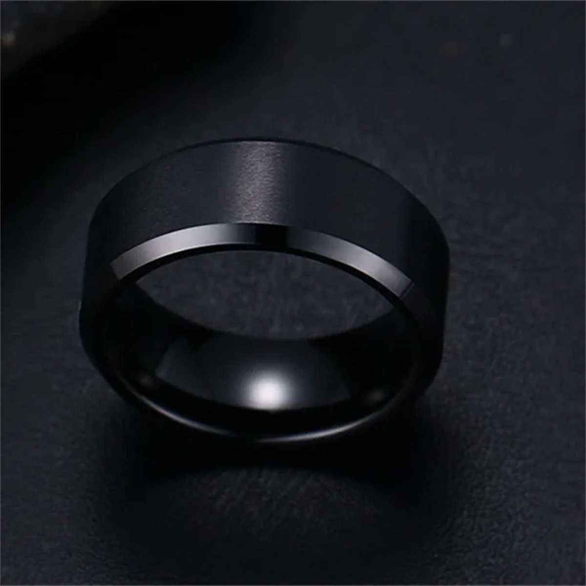 Charme smykker ring til mænd og kvinder rustfrit stål sorte ringe bryllup forlovelsesring matte herresmykker