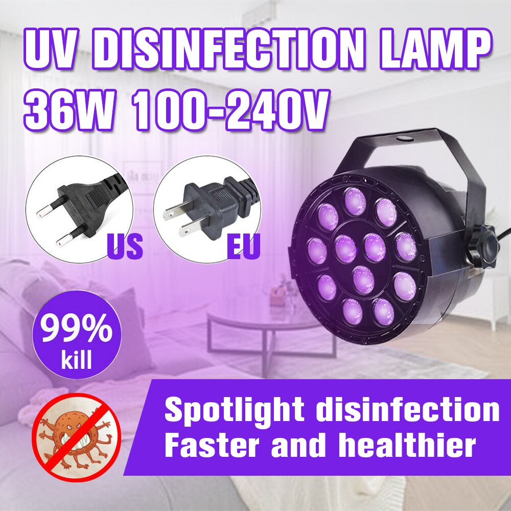 36W 100-240V Ultraviolet LED Light Disinfection UV Sterilizer Lamp for Home Sterilizing Light Disinfect Virus Mite killer Lights