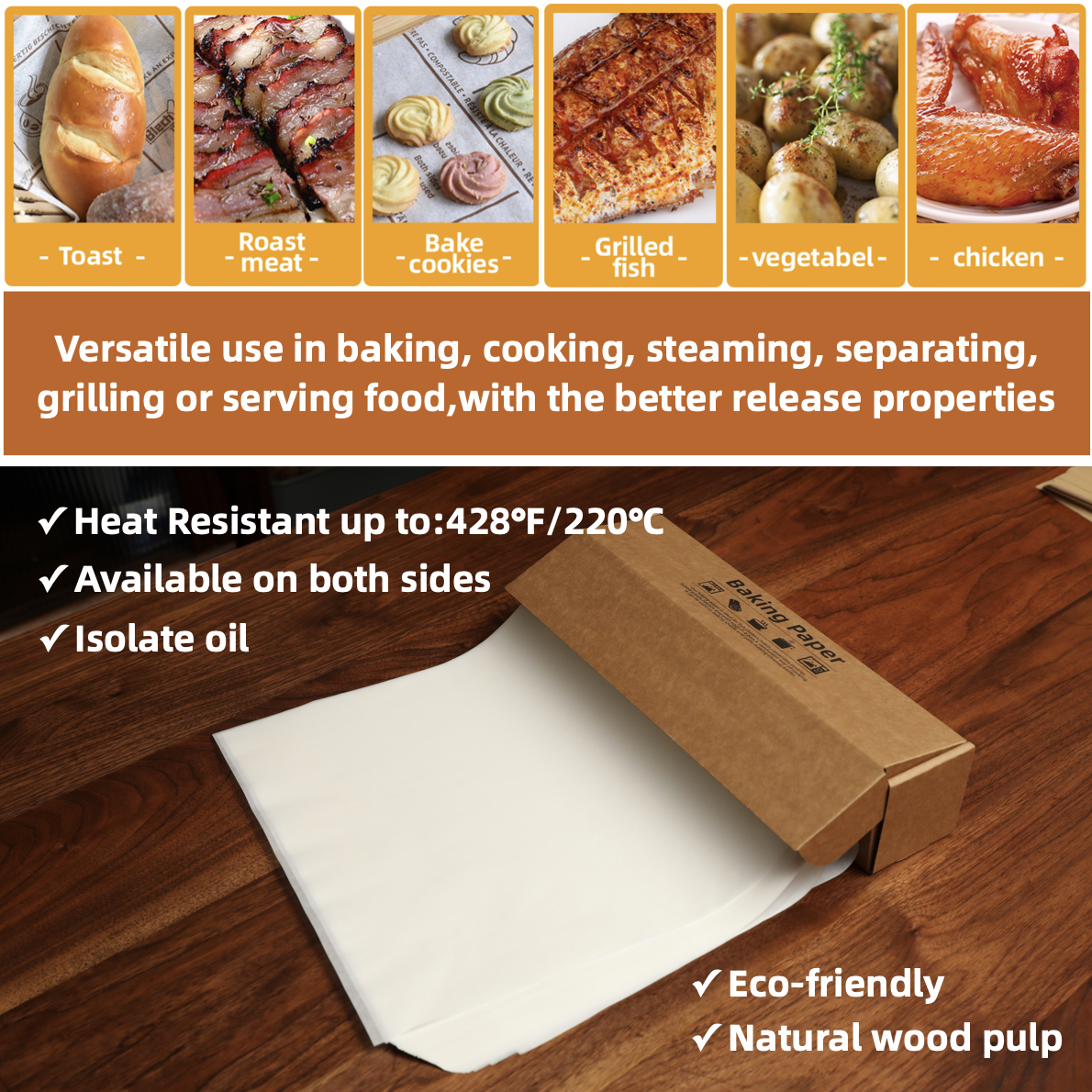 Parchment Paper Baking Paper 4"6"8"9"10"12" Precut Non-Stick Grilling Food Packaging Oven Air Fryer Steaming Bread Cake Cookie
