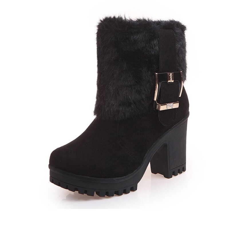 Dames enkellaarsjes winter hoge hakken zachte warme schoenen rits platform dames pumps antislip dames laarzen sneeuwlaarzen