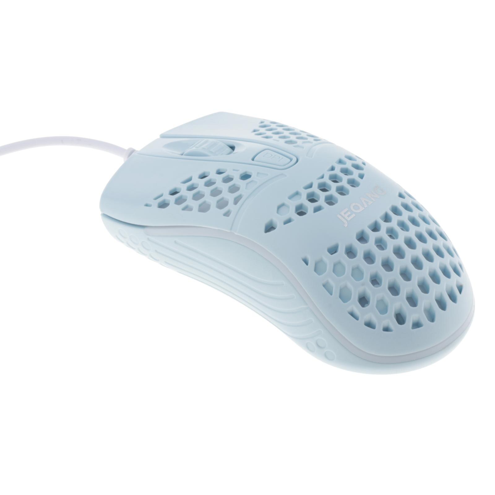 USB Wired Game Mouse Hollow Hole Honeycomb Lightweight Computer Mice Adjustable 800/1200/1600dpi: Blue