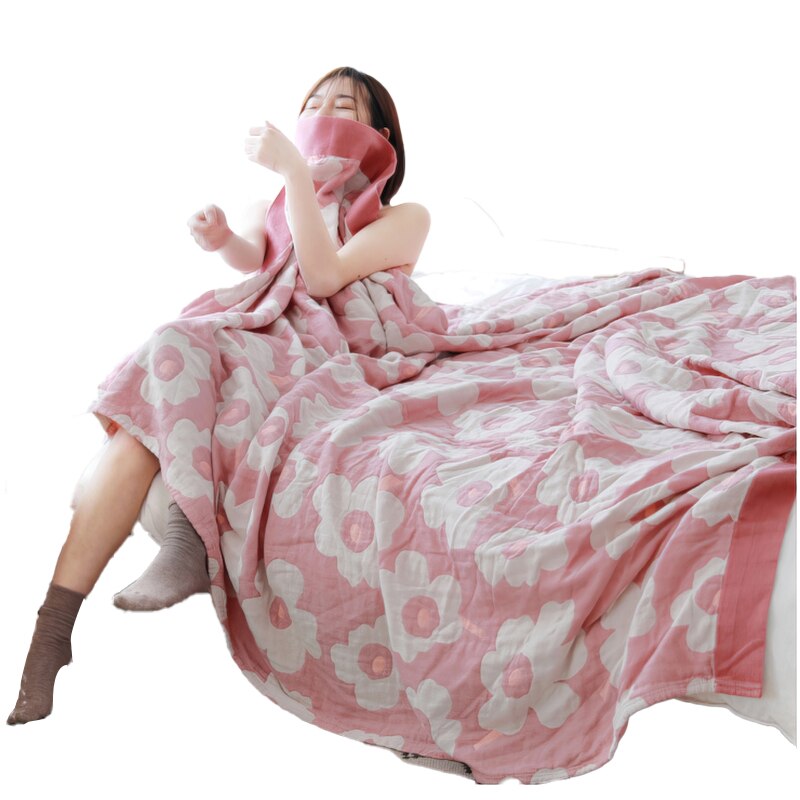 100% Katoen Woonkamer Zon Bloem Badstof Dekbed Reizen Ademend Chic Grote Gooi Deken Dutje Sofa Cover