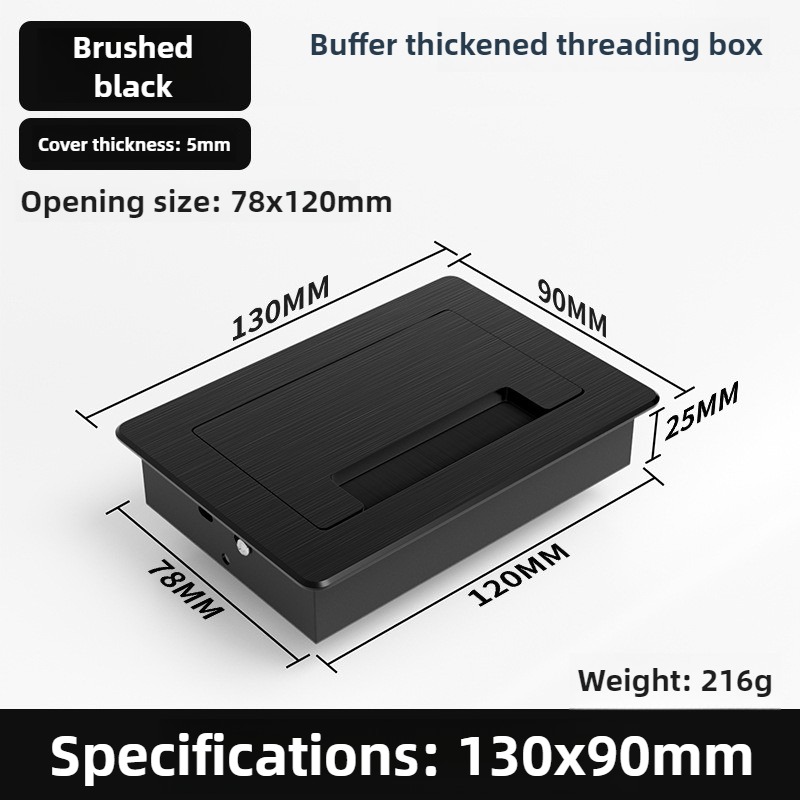 1 ST aluminium rechthoekige bureau kabeldoorvoertules draadgat deksel Kabeluitlaat Poort Oppervlak tafel kabel gat Meubelbeslag: MULTI