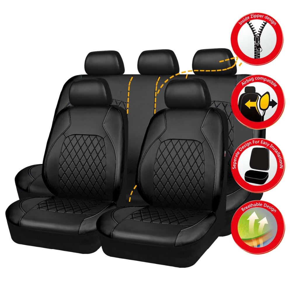Universal Fit Meest Auto Pu Lederen Auto Stoelhoezen Airbag Compatibel Auto Interieur Accessoires Vijf Seat Cover Kussen Set voor Suv