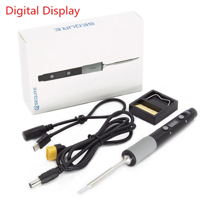 SQ-D60 60W 100-400 ℃ TYPE-C ajustable MINI soldador eléctrico soldadura Digital inteligente fuente de alimentación de herramientas de soldadura PD: Display Version