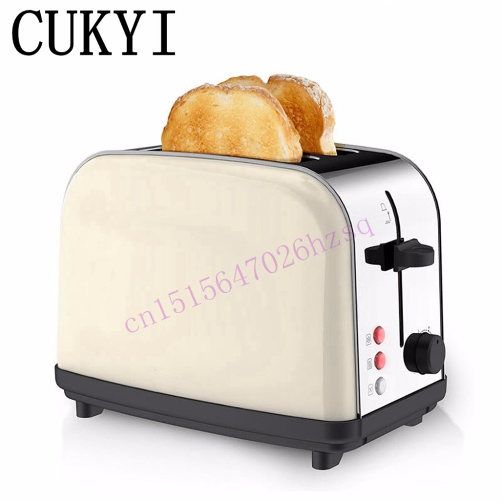CUKYI Toaster Vintage household stainless steel automatic toaster 2 pieces 4cm slots British plug 1000w rapid heating breakfast