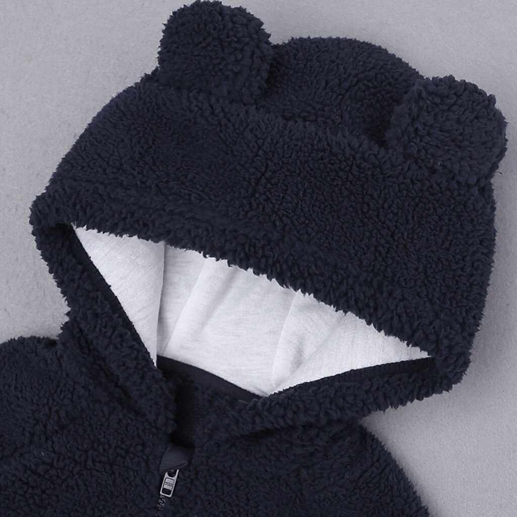 Cartoon Bear Warm Infant Baby Boys Girls Letter Print Coat Long Sleeve Hooded Toddler Kid Casual Winter Snowsuit Clothes