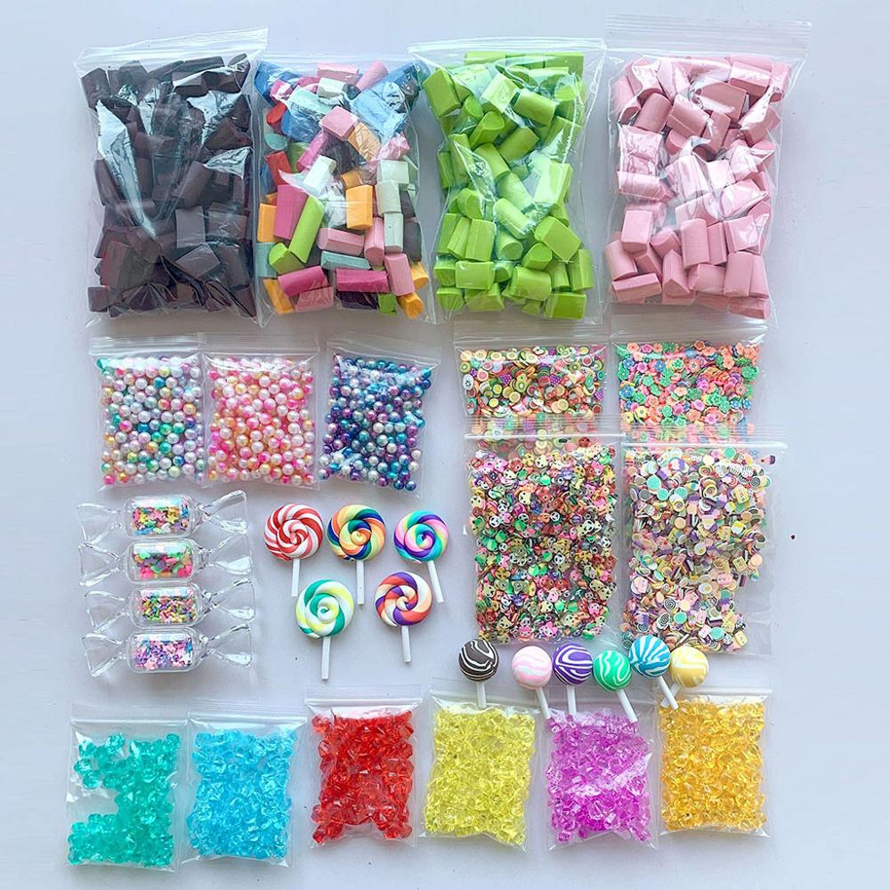 70 Uds DIY Kit para hacer Baba suministros de cristal claro de Baba Kit Baba perlas de espuma de brillo rodajas de fruta cuentas para pecera incluido #4S24: E