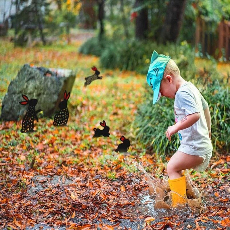 Easter Rabbit Yard Art, Outdoor Garden Backyard Lawn Stakes Decor , Cute Garden Land Planting Props Ornaments