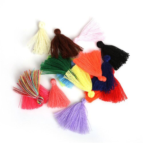50 PC 27 MM Mini Polyester coton fil tissu gland bricolage pendentif bijoux clé faisant frange garniture artisanat glands accessoires de couture: Random Mixed