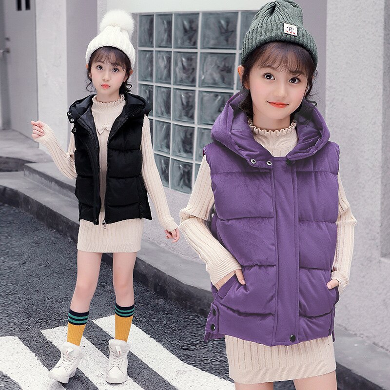 Chaqueta deportiva sin mangas para niños y adolescentes, chaleco grueso y cálido con capucha a la , novedad de