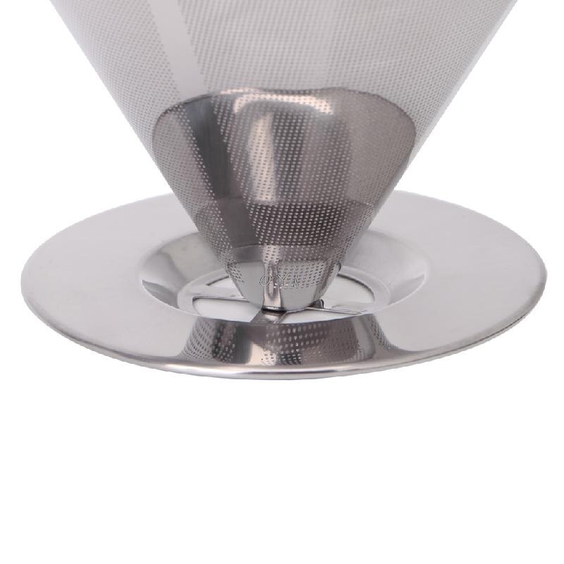 Wysokiej jakości siatka ze stali nierdzewnej filtr robić kawy bez papieru wlać filtr stożkowy wielokrotnego użytku kawy