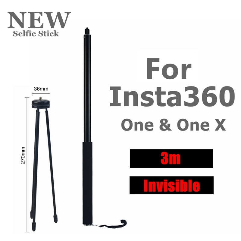 3.0m Invisible Rod For Insta 360 ONE R RS &amp; One X2 X 360 Camera Selfie Stick Monopod For Insta360 Bullet Time Tripod Accessories