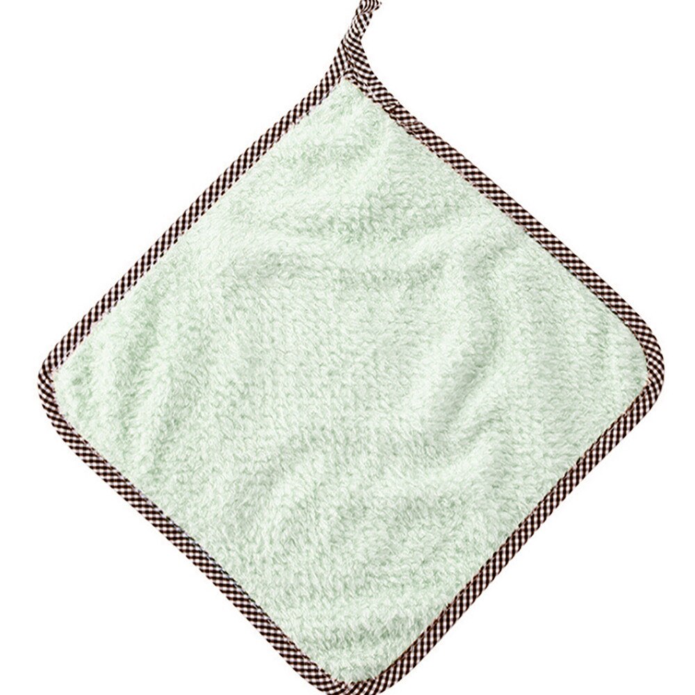 1pcs Absorbent Microfiber Kitchen Dish Cloth Nonstick Oil Coral Velvet Hanging Hand Towels Kitchen Cleaning Cloths Household: Green