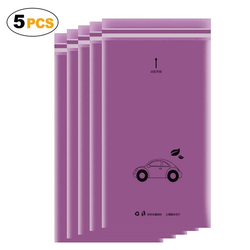 5pcs Car Trash Can Biodegradable Environmentally Self-Adhesive Auto Seat Back Hanging Trash Storage Bag Disposable Car Accessory: Red