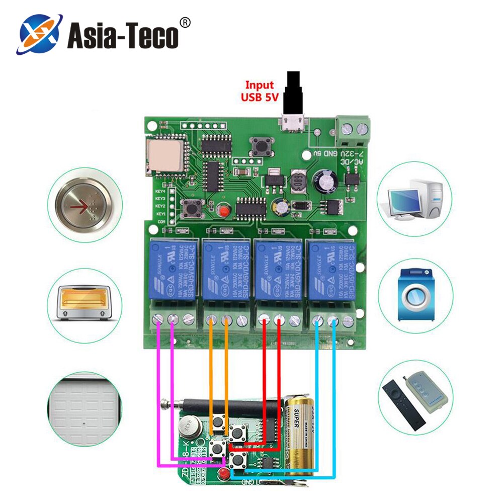 WiFi Switch Ewelink App Smart Life Remote Control Wireless Smart Switch Modul Self-locking interlock remote control 4-way relay