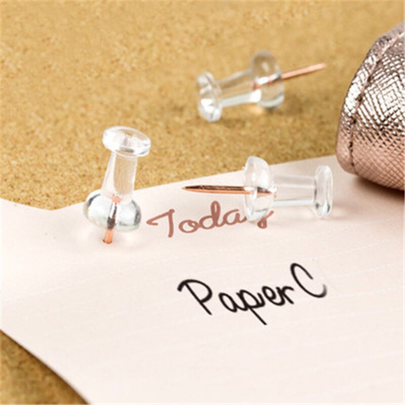 180PCS Push Pins Plastic Transparent Rose Gold Thumbtack Board Pins Drawing Photo Wall Studs Office School Supplies Crafting