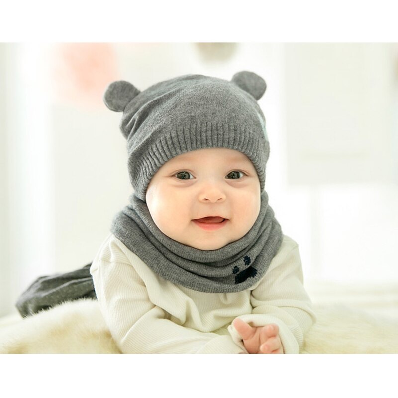 Bonnet bébé hiver | Costumes écharpe, bonnet bonnet tricoté , mignon dessin animé ours, bonnet B88