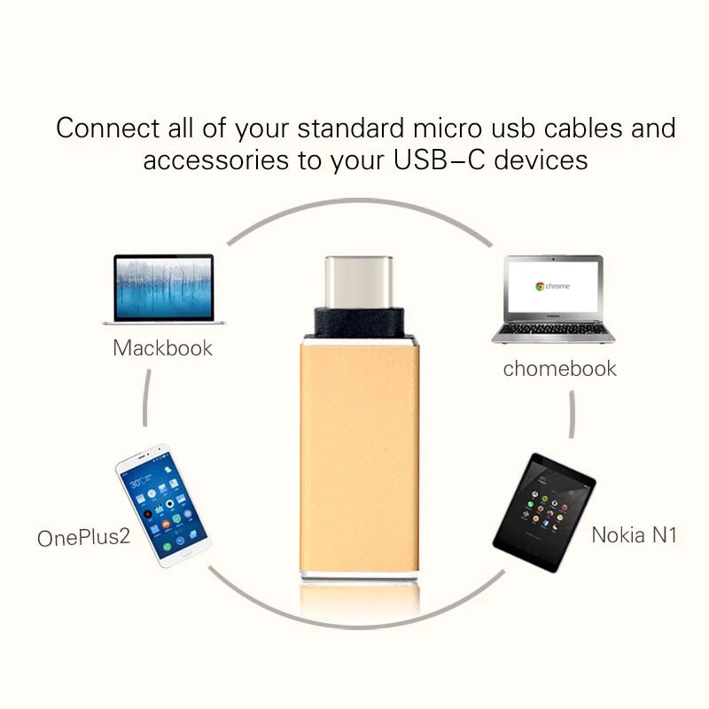 Adaptador OTG USB C macho a USB 3,0 hembra, adaptador/convertidor OTG tipo C a USB para Macbook Nexus Nokia N1 para Samsung S8 Plus