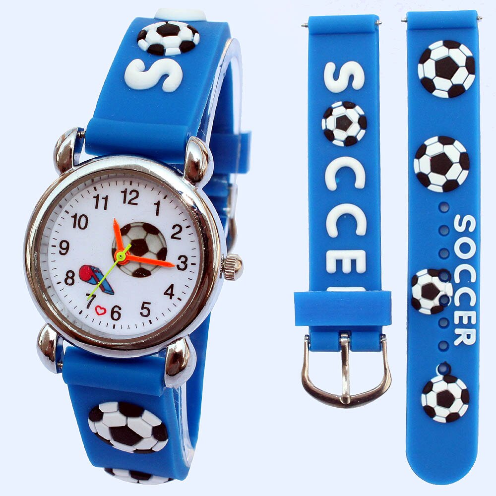 Populaire 3D Horloge Sport Voetbal Stijl Siliconen Band Kinderen Quartz Horloge Jongen Horloge Meisjes Horloge Cartoon Analoge Horloge