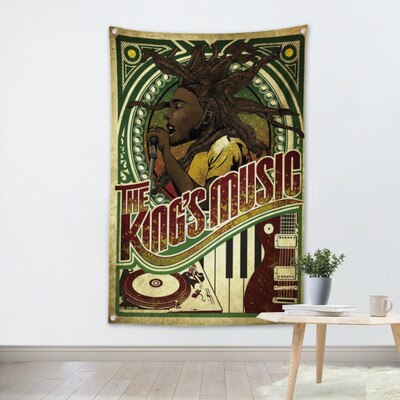 Reggaelöv jamaica rasta lejon hängande flagga banderoll musik rock heminredning väggkonst 4 gromments in corners 3*5ft 144cm*96cm: H / 3 x 5ft (96 x 144cm)