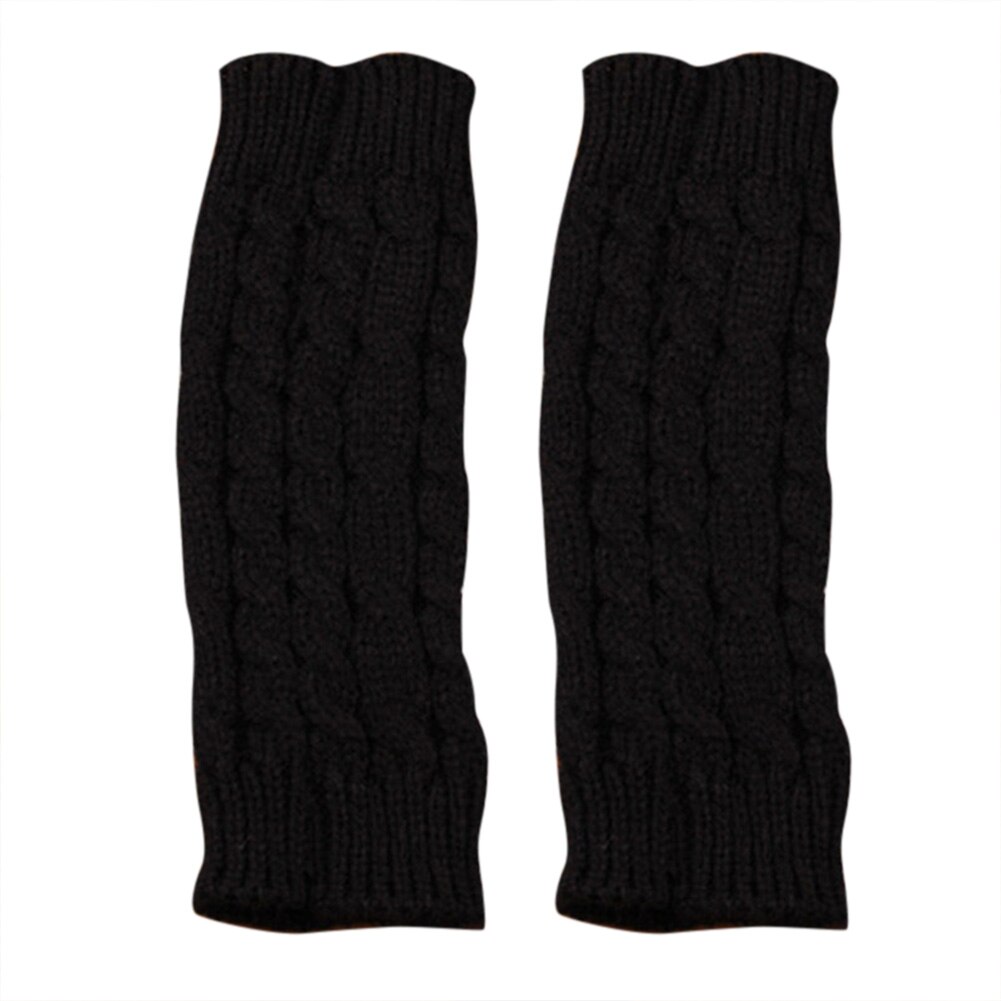 1 par vinter unisex vanter arm ærme varmere fingerløse strikkede lange handsker manga para brazo mujer kvinder mænd armopvarmere: Sort