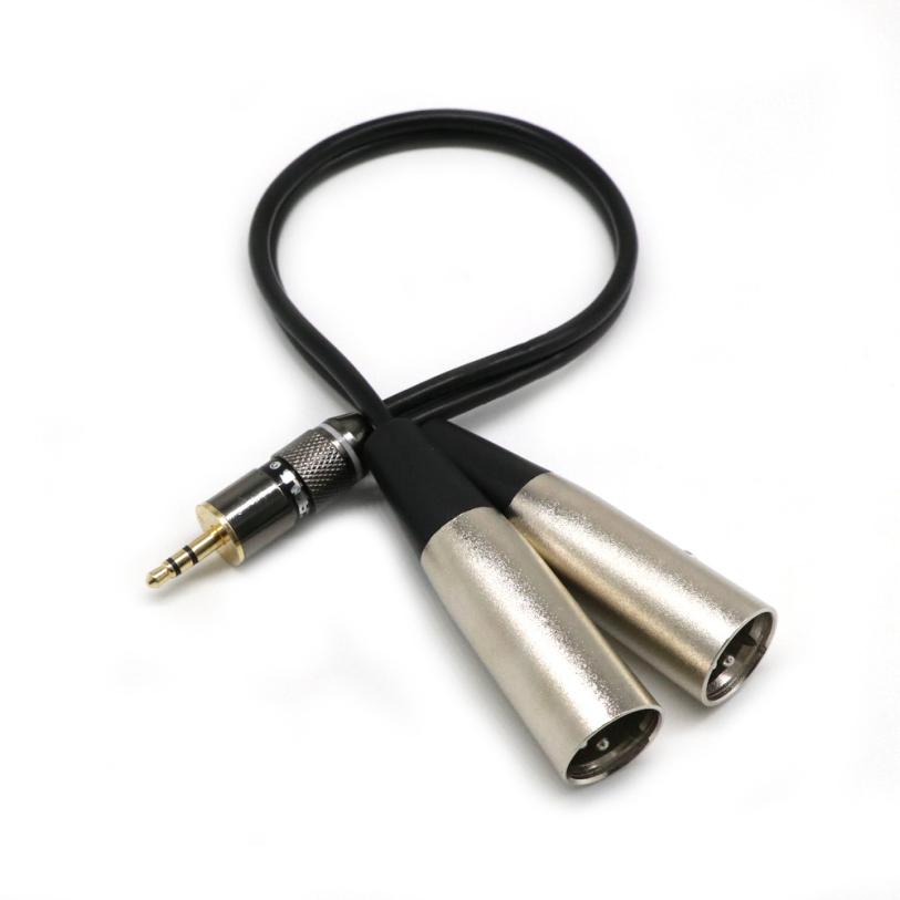 HIPERDEAL 3.5mm 1/8 Stereo Mini Plug Jack om Dual XLR Mannelijke Stereo Breakout Kabel Cord 1J23