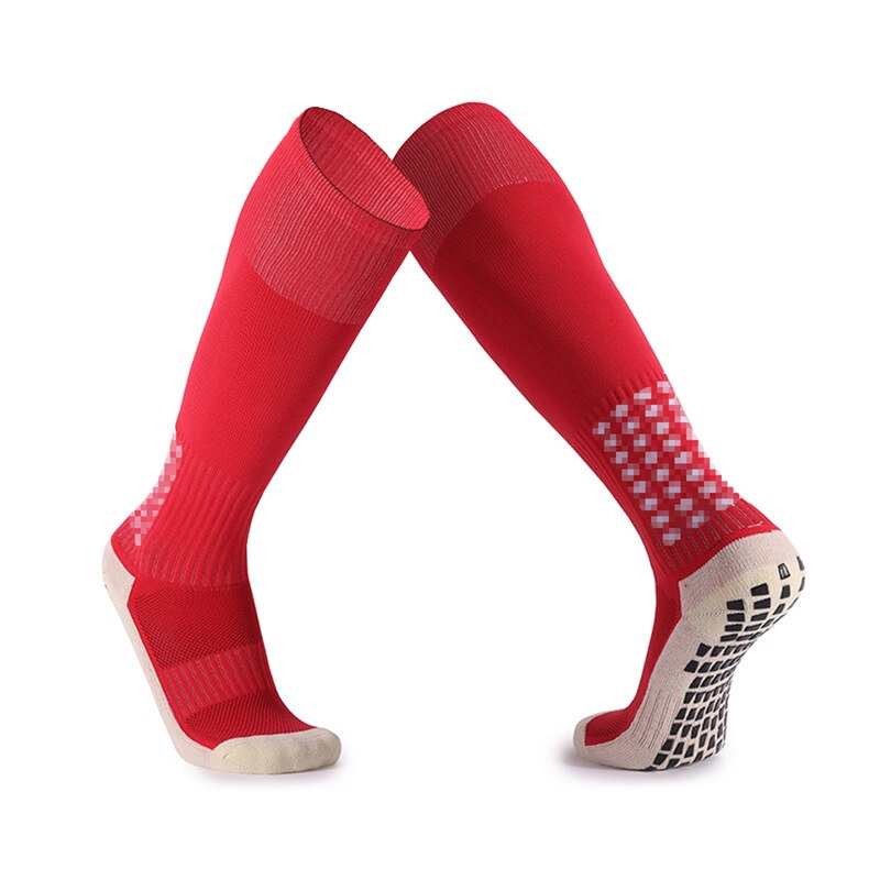 Men Women Spring Summer Breathable Football Socks Over Knee Non-slip Training Soccer Socks Outdoor Sports Socks SKJ033: G7 red