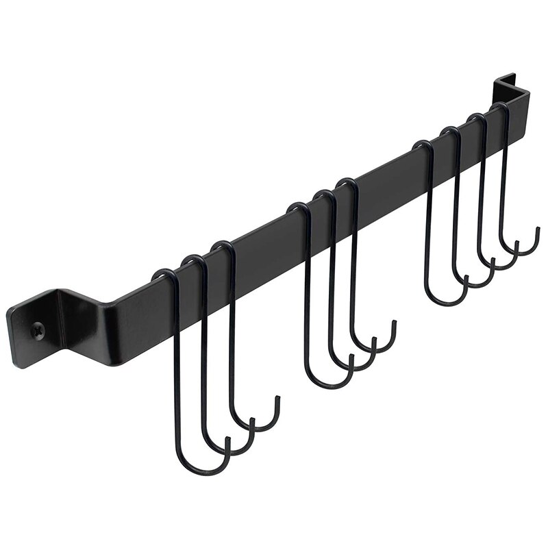 Pot de cuisine et Pan cintre Rail barre support mural 17 pouces avec 10 crochets, ustensile et ustensiles de cuisine cintres, industriel