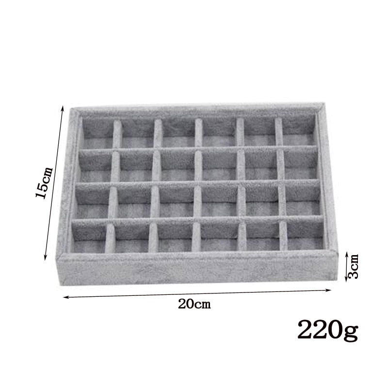 Novedad en caja de joyería DIY, organizador de almacenamiento en cajones, bandeja de almacenamiento de terciopelo suave gris, bandeja para embalaje de joyería hecha a mano DIY