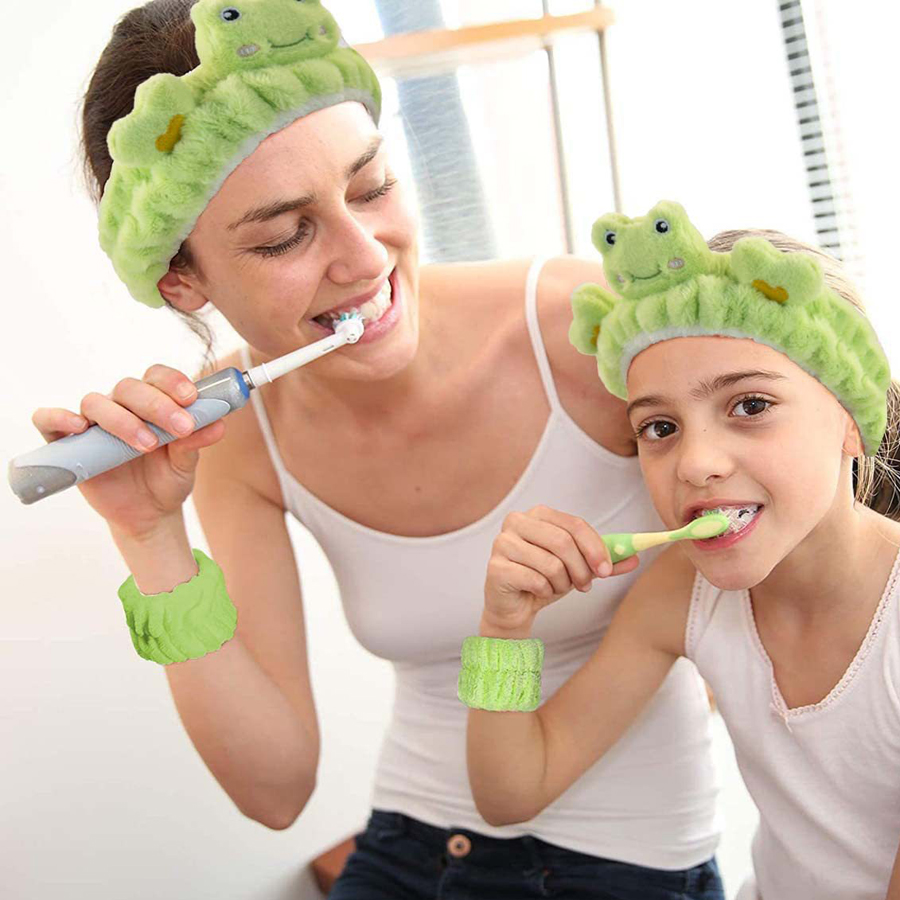 3-delige set make-up hoofdband polsbandje set schattige dieren gezicht wassen schoonmaken spa hairhand voor vrouwen