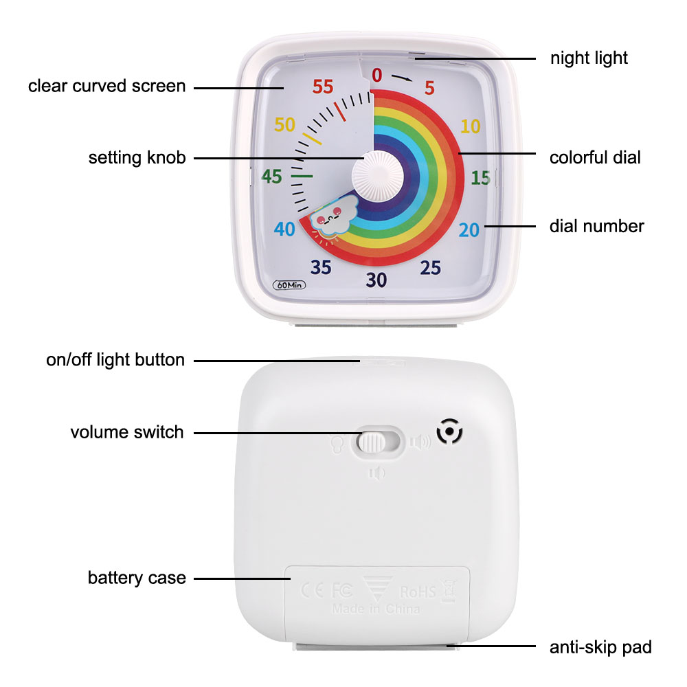 Zeit management Tool 60 Minuten ultra leise visuelle Timer Wecker Kinder Kinder Erinnerung Countdown Timer Nachtlicht