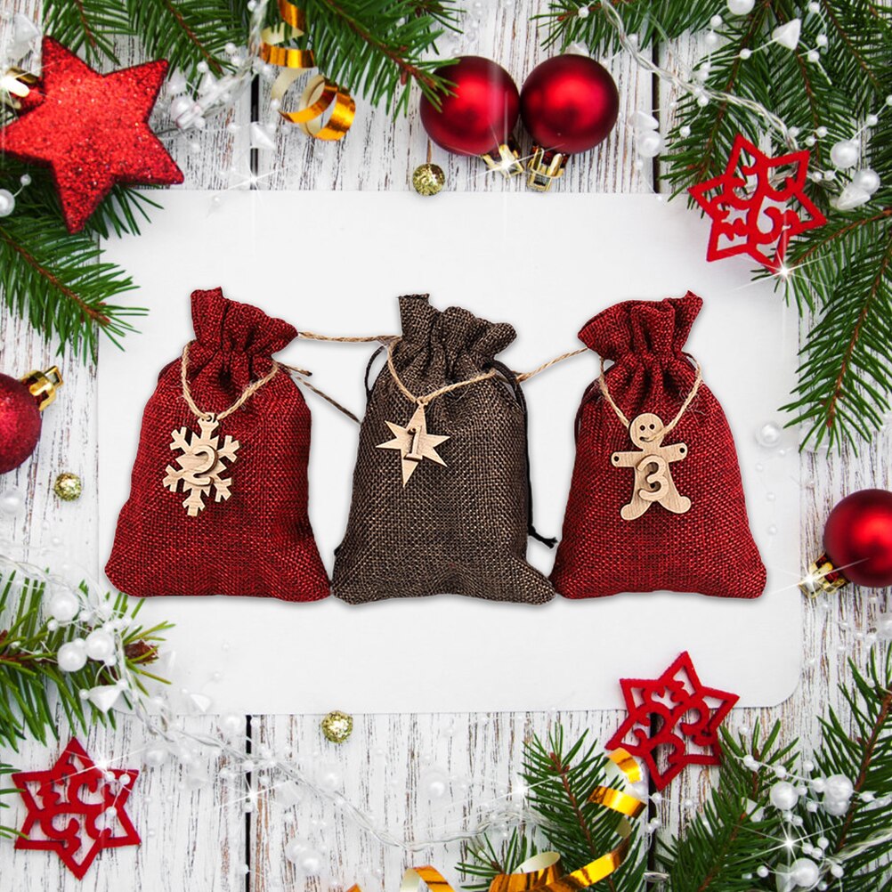 Calendar Pendant Advent Calendar Numbers Wooden Number 1-24 Christmas Craft For Christmas Decoration #30