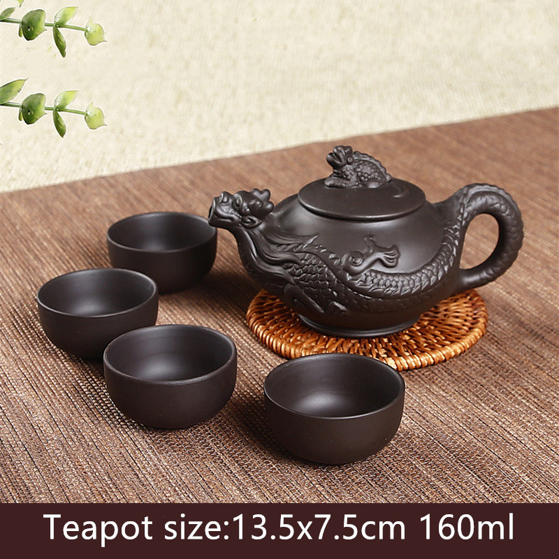 5 Stks/set Chinese Yixing Paarse Klei Thee Sets Xishi Theepot Handgemaakte Ketel Master Theekopjes Authentieke Huishoudelijke Theewaar Drinkware: H