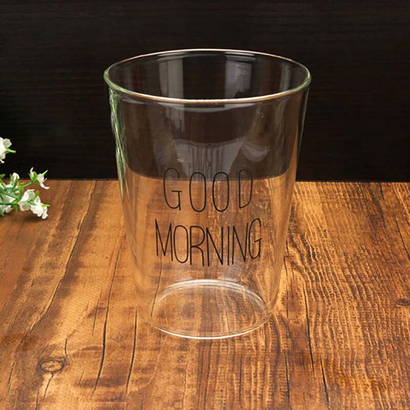 Glass Coffee Milk Mug Good Morning Breakfast Cup Coffee Tea Milk Yogurt Mug Good 400ml: B