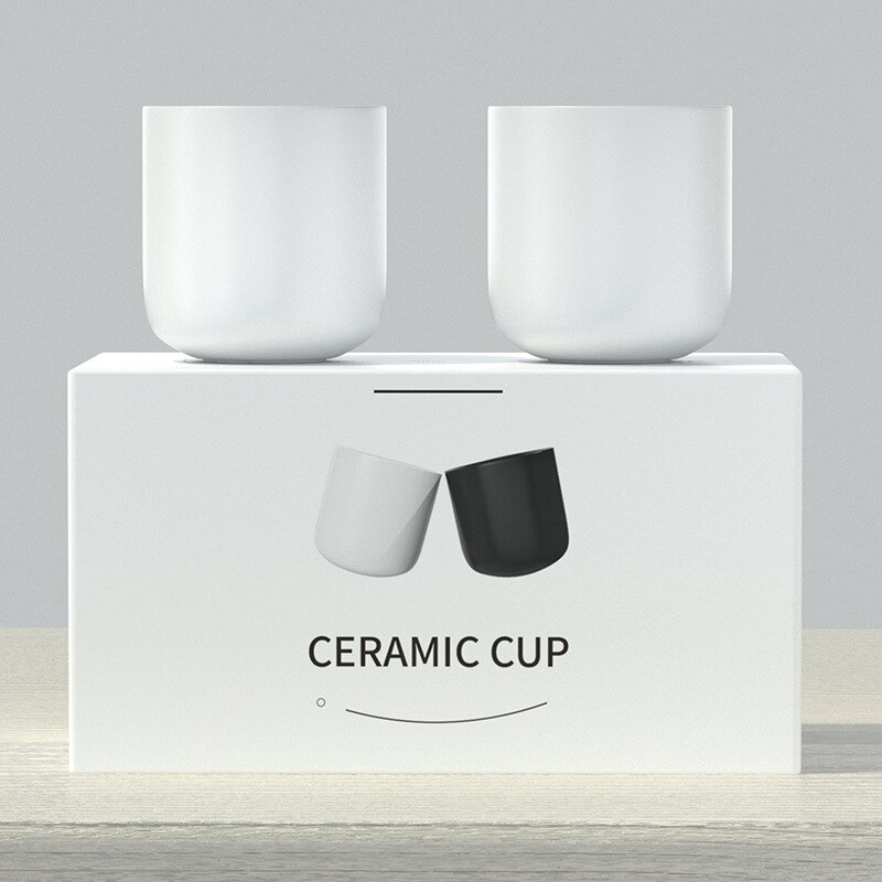 Hand-brewed Coffee Cups Classic Thickened Slanted Ceramic Cups Italian Espresso Latte Cold Brew Insulation Coffee Cups 2 Sets: White  2pcs