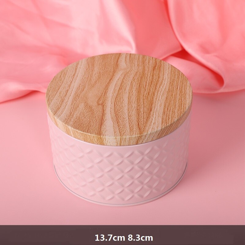 Stor high-end europeisk trä ådring plåt kaka box tråd sömmar broderi sömnadssatser hemorganiserar med papper: Rund rosa