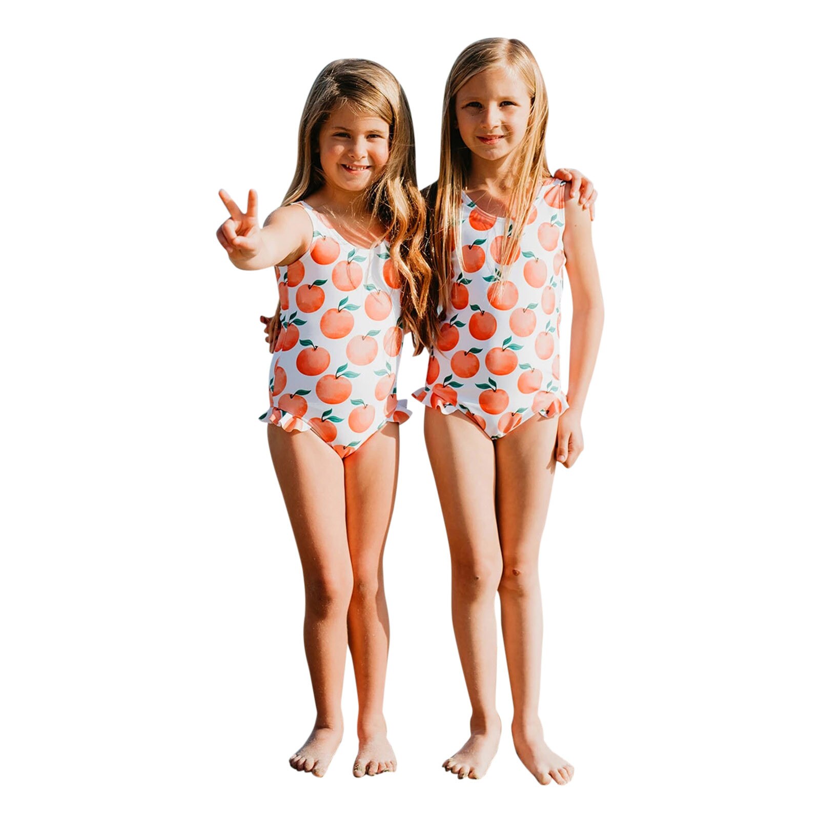 Summer kids swimwear for girls Toddler One Piece Orange Printed Ruffles Swimsuit Swimwear bambina Outfit Beachwear
